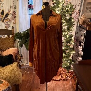 Elegant Brown Long-Sleeve Dress